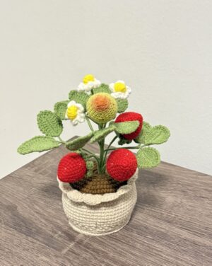 草莓树钩织花瓶 Strawberry Tree Crochet Pot