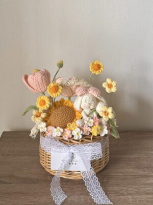 垂耳兔橘黄色系小花篮 Lop Rabbit Orange Yellow Flower Basket